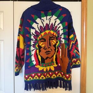 Tony Lambert Native American Artsy Colorful Wool Vintage Sweater